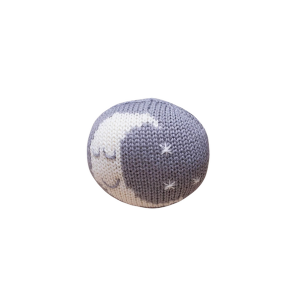 Textured gray ball with star patterns on a white background