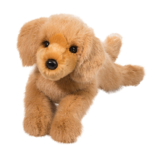 Plush toy dog on a white background
